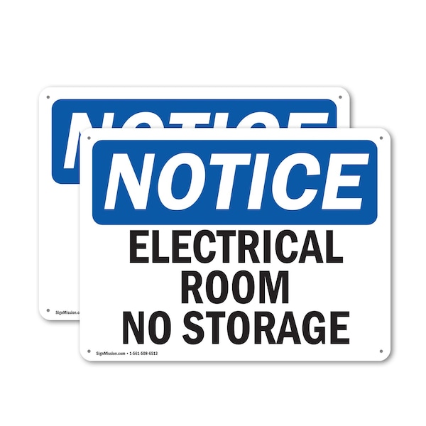 Signmission Electrical Room No Storage, 10 in W x Rectangle, Plastic OS-2PACK-NS-P-710-L-11686 - main